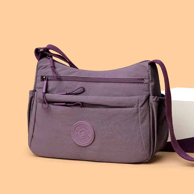 Gray Multi-Compartment Crossbody Bag for Women - Image 8