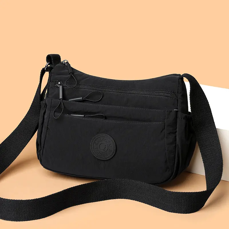 Gray Multi-Compartment Crossbody Bag for Women - Image 9