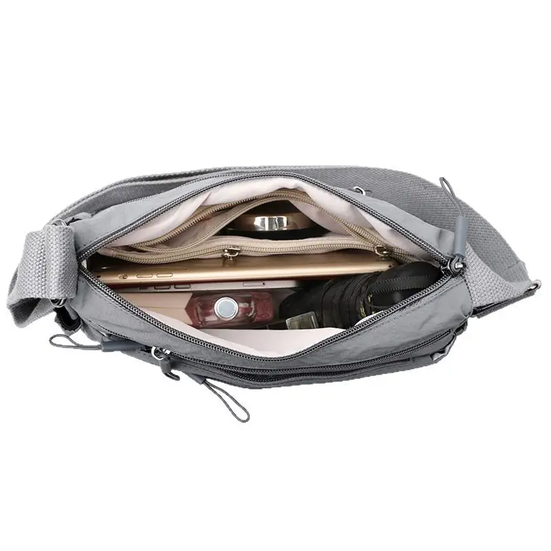 Gray Multi-Compartment Crossbody Bag for Women - Image 10