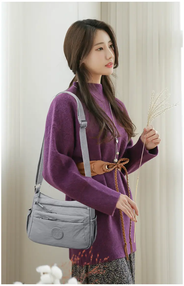 Gray Multi-Compartment Crossbody Bag for Women — feature 13