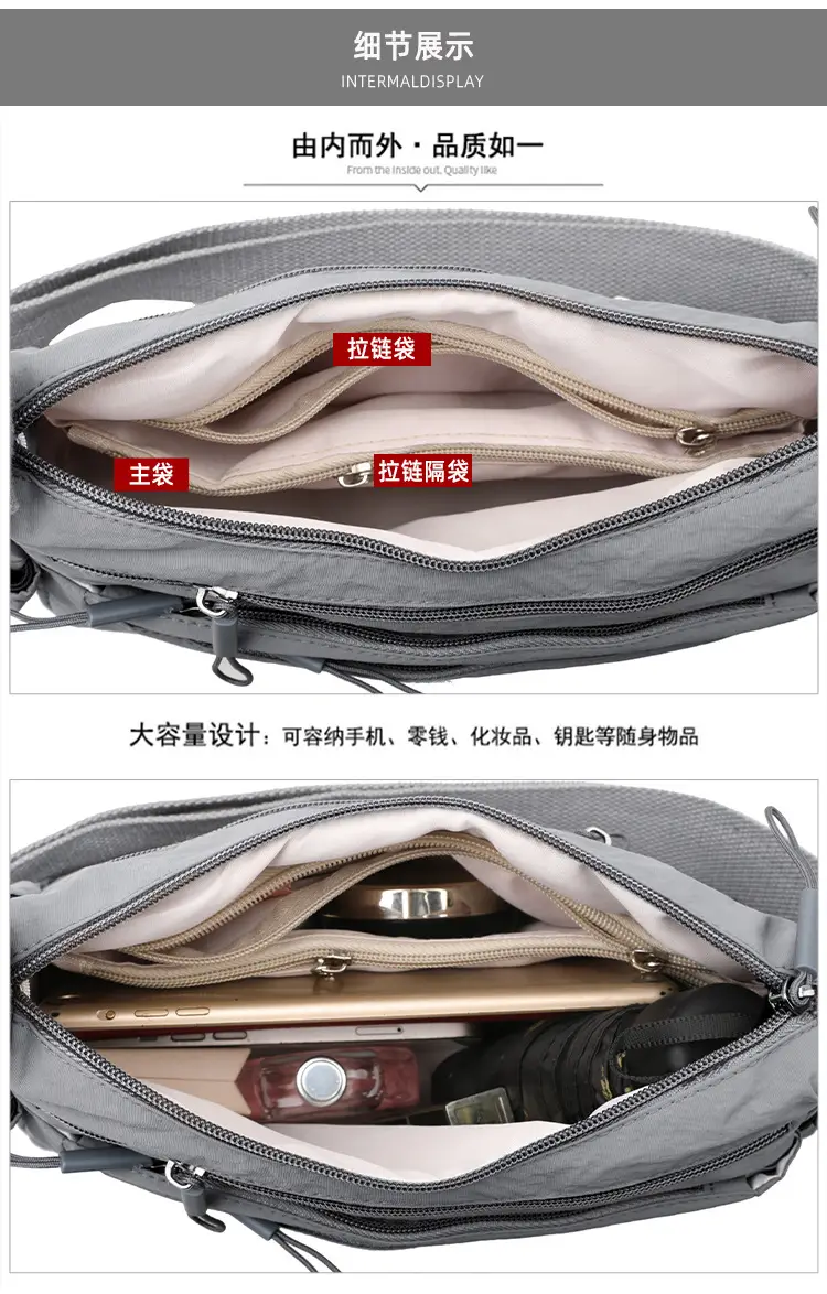Gray Multi-Compartment Crossbody Bag for Women — feature 30