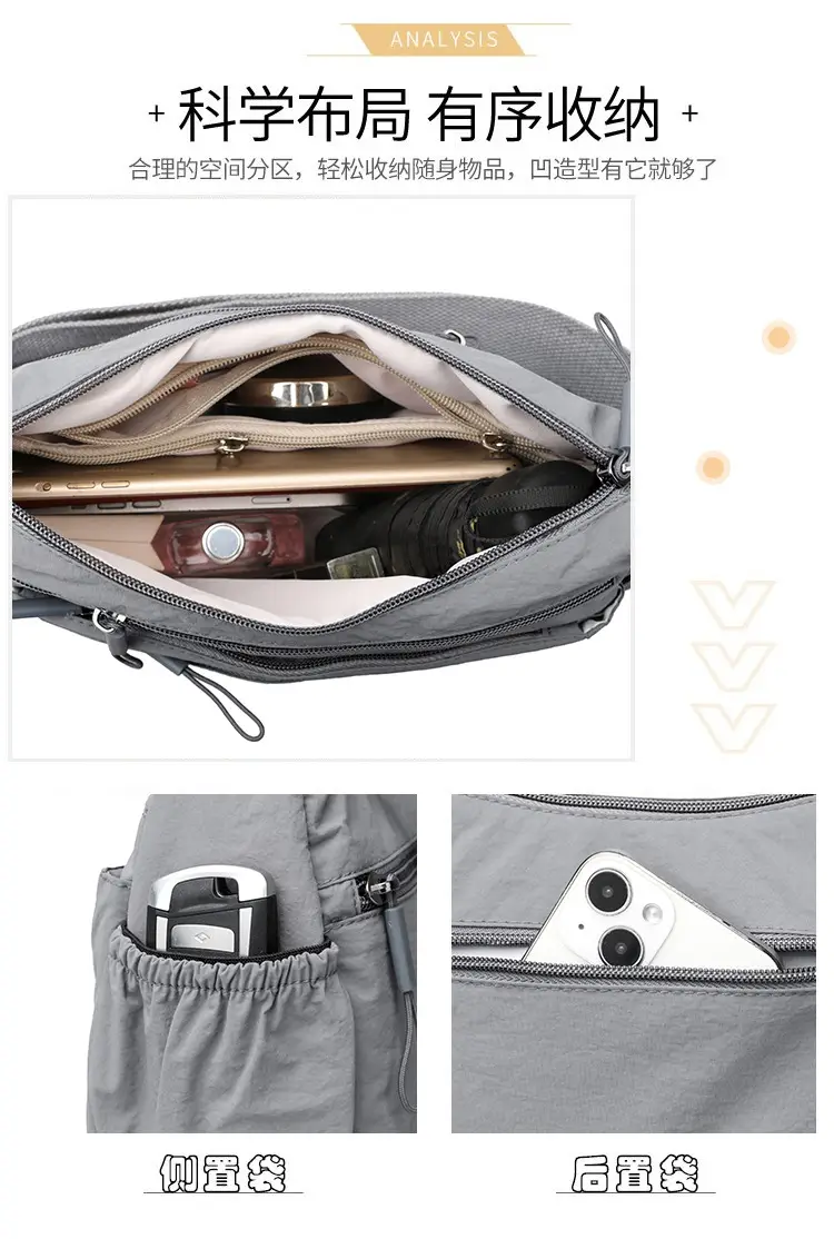 Gray Multi-Compartment Crossbody Bag for Women — feature 8