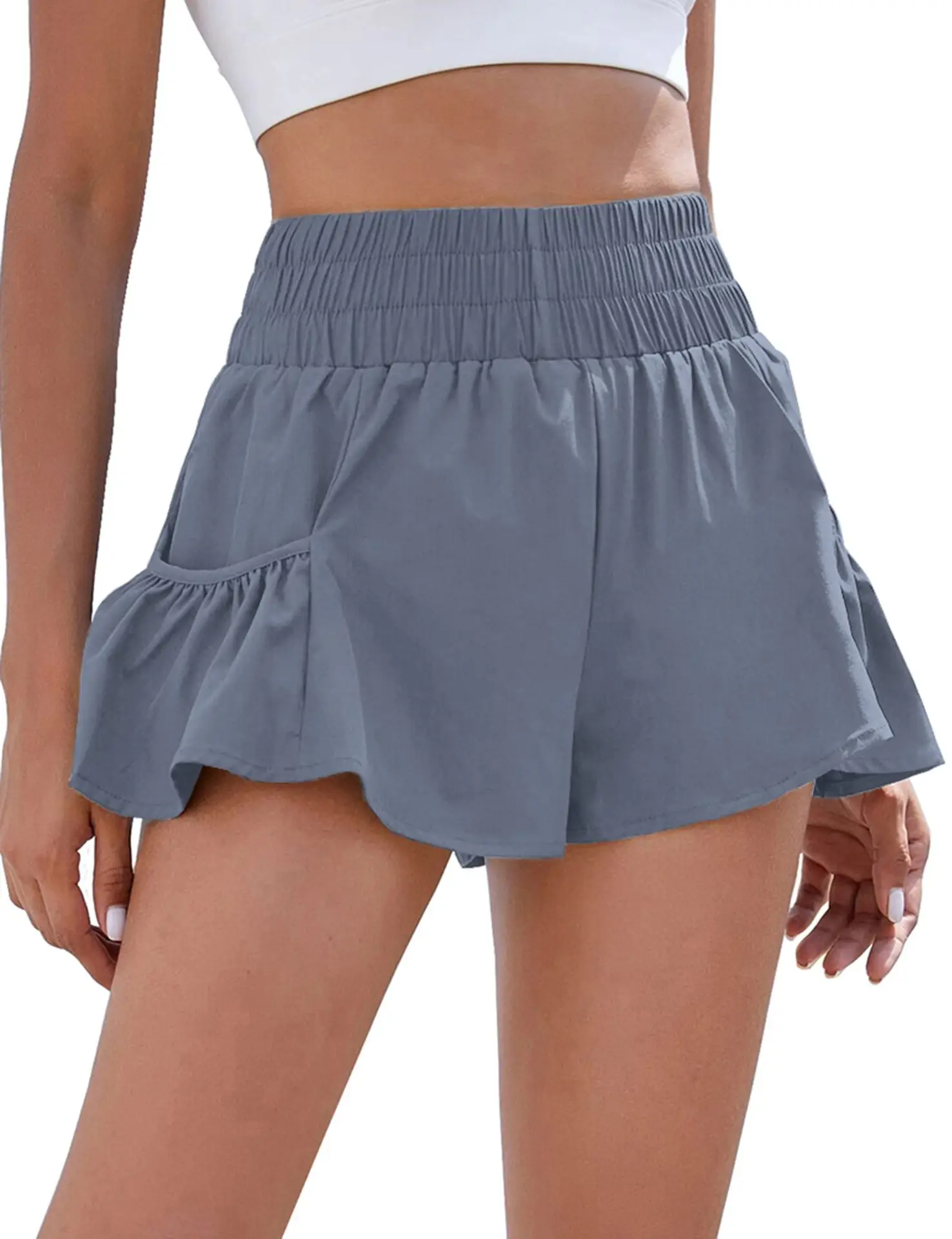 Women Polyester Quick Dry Shorts Grey 2025 - Image 4