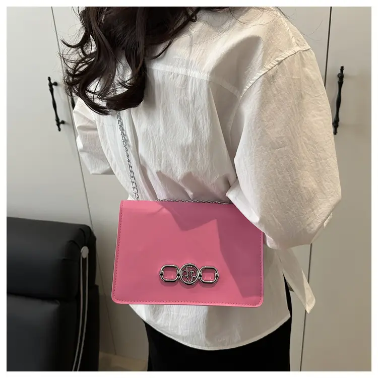 Elegant Black Shoulder Crossbody Bag with Chain Strap — feature 11