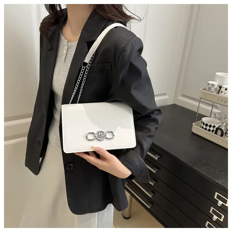 Elegant Black Shoulder Crossbody Bag with Chain Strap — feature 14