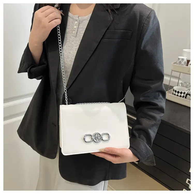 Elegant Black Shoulder Crossbody Bag with Chain Strap — feature 16