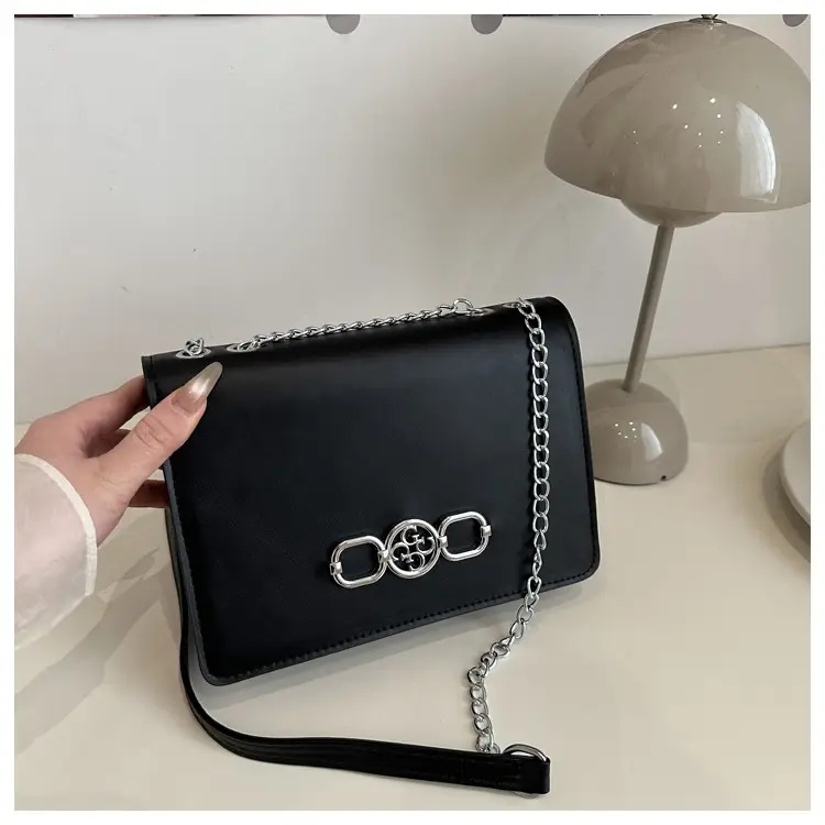 Elegant Black Shoulder Crossbody Bag with Chain Strap — feature 17