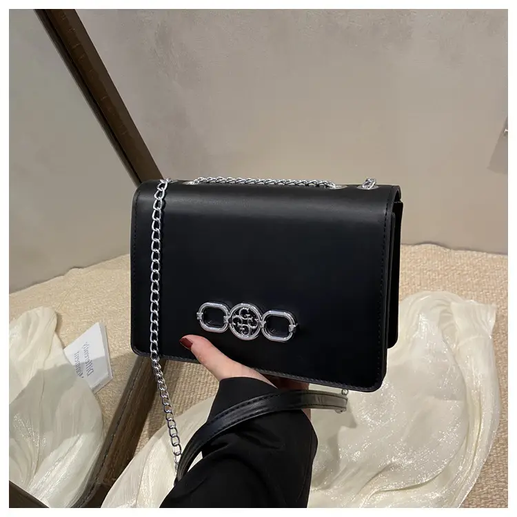 Elegant Black Shoulder Crossbody Bag with Chain Strap — feature 21
