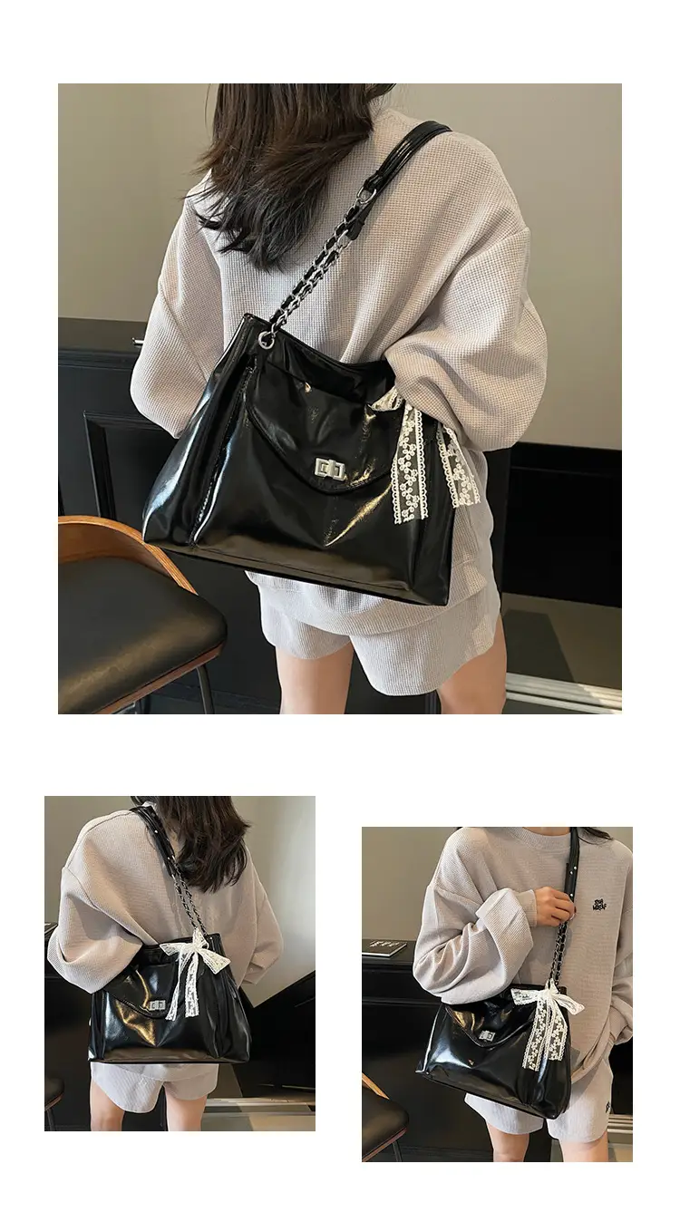 Women's Large Capacity Beige Chain Shoulder Bag 2025 — feature 11