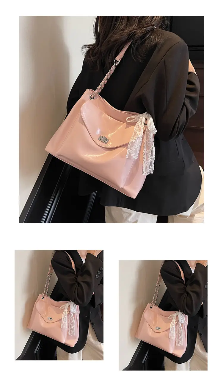 Women's Large Capacity Beige Chain Shoulder Bag 2025 — feature 12