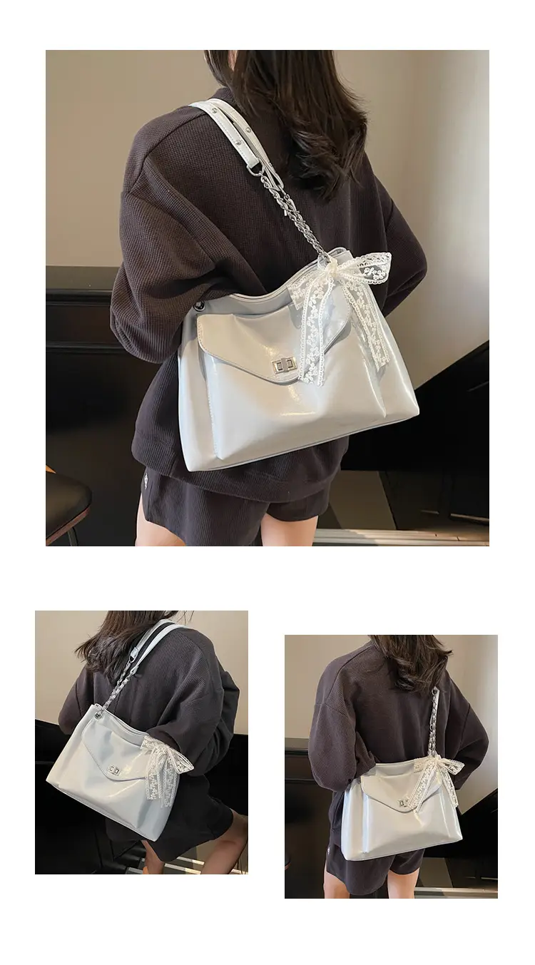 Women's Large Capacity Beige Chain Shoulder Bag 2025 — feature 14