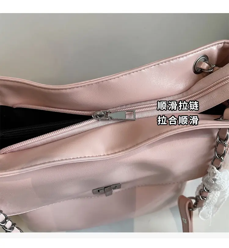Women's Large Capacity Beige Chain Shoulder Bag 2025 — feature 6