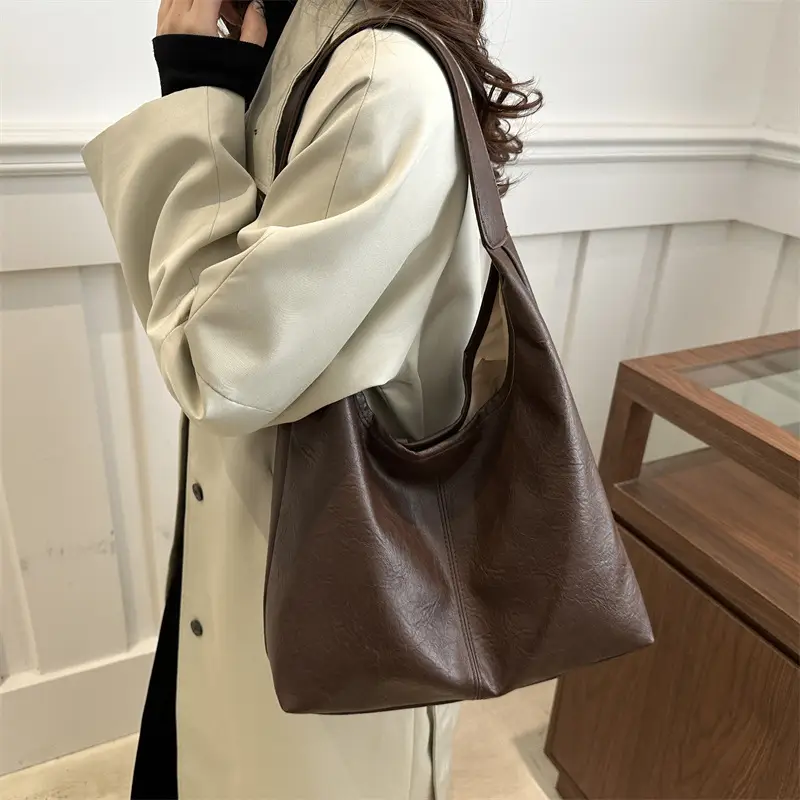 Black PU Leather Vintage Tote Bag for Women 2025 - Image 7
