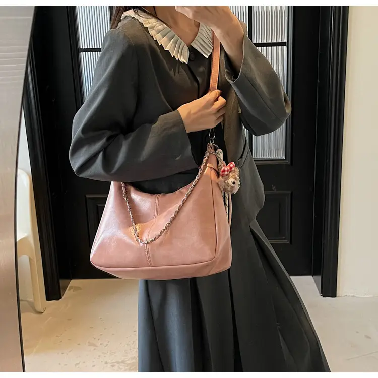 Women's Beige Chain Shoulder Bag with Doll Decor — feature 10