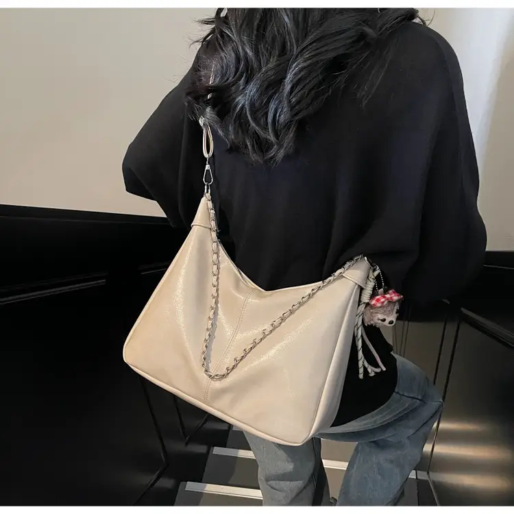Women's Beige Chain Shoulder Bag with Doll Decor — feature 16