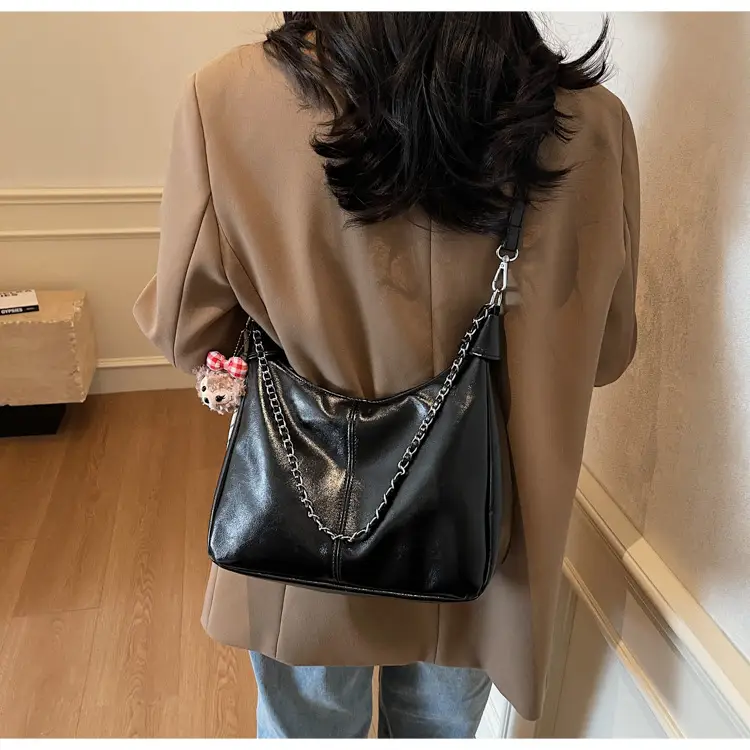 Women's Beige Chain Shoulder Bag with Doll Decor — feature 19