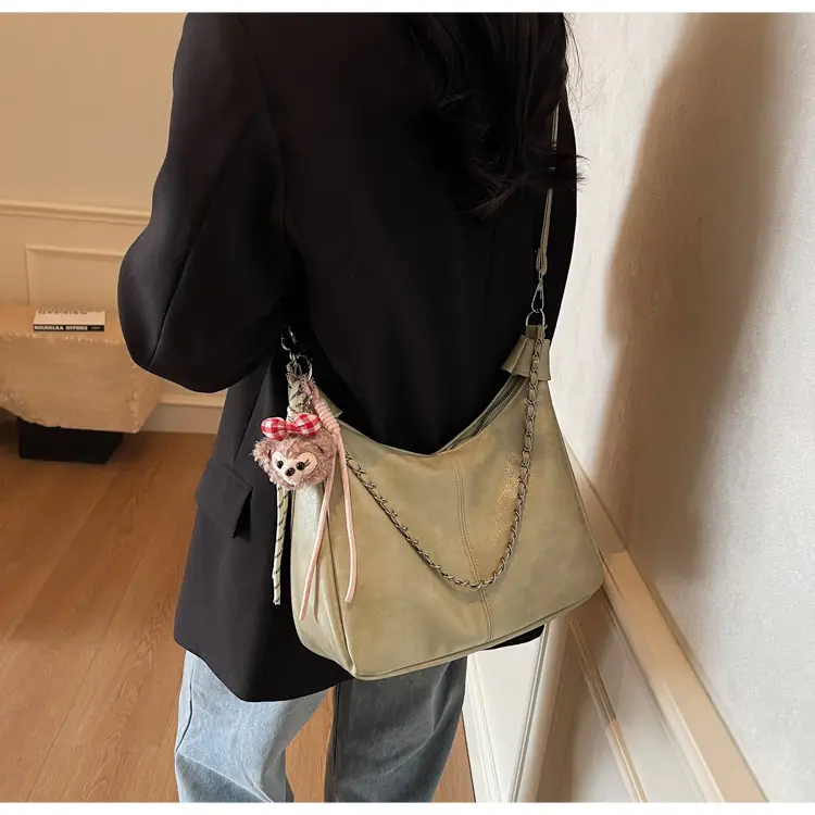 Women's Beige Chain Shoulder Bag with Doll Decor — feature 23