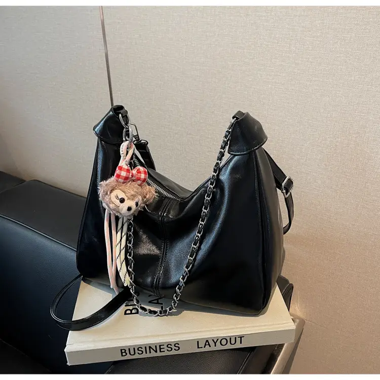 Women's Beige Chain Shoulder Bag with Doll Decor — feature 24