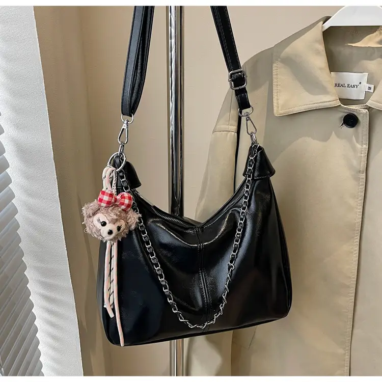 Women's Beige Chain Shoulder Bag with Doll Decor — feature 26