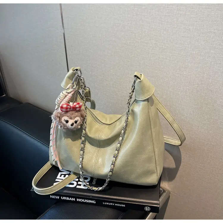 Women's Beige Chain Shoulder Bag with Doll Decor — feature 27
