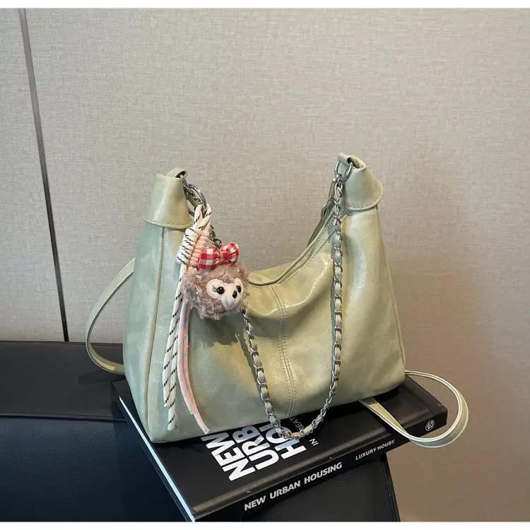 Women's Beige Chain Shoulder Bag with Doll Decor — feature 28