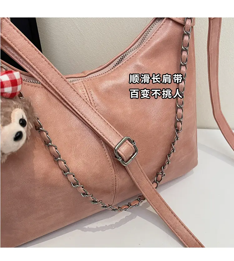 Women's Beige Chain Shoulder Bag with Doll Decor — feature 3