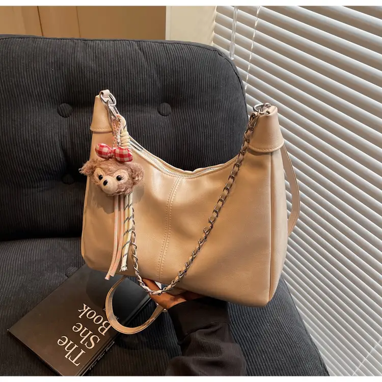 Women's Beige Chain Shoulder Bag with Doll Decor — feature 31