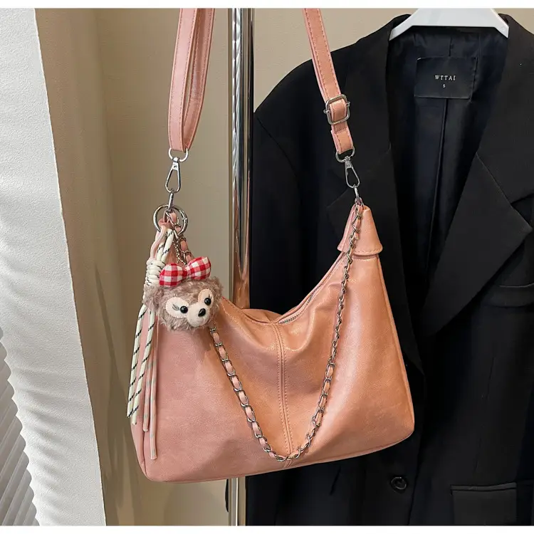 Women's Beige Chain Shoulder Bag with Doll Decor — feature 35