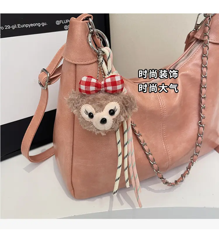 Women's Beige Chain Shoulder Bag with Doll Decor — feature 6