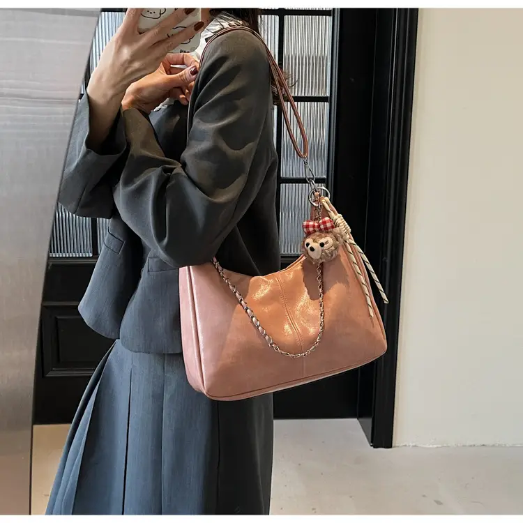 Women's Beige Chain Shoulder Bag with Doll Decor — feature 9