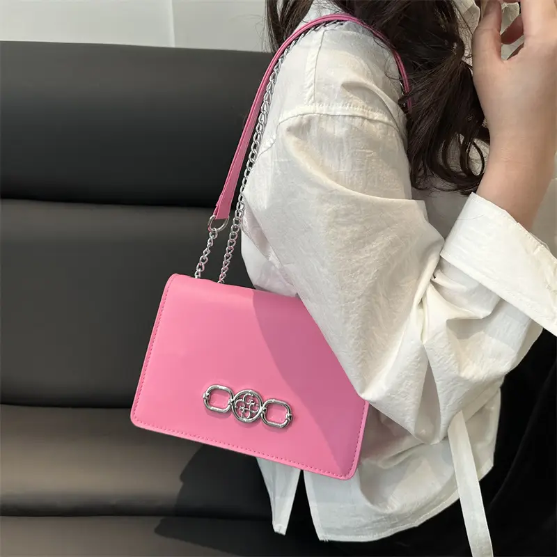 Pink Korean Fashion Chain Crossbody Bag for Women - Image 4