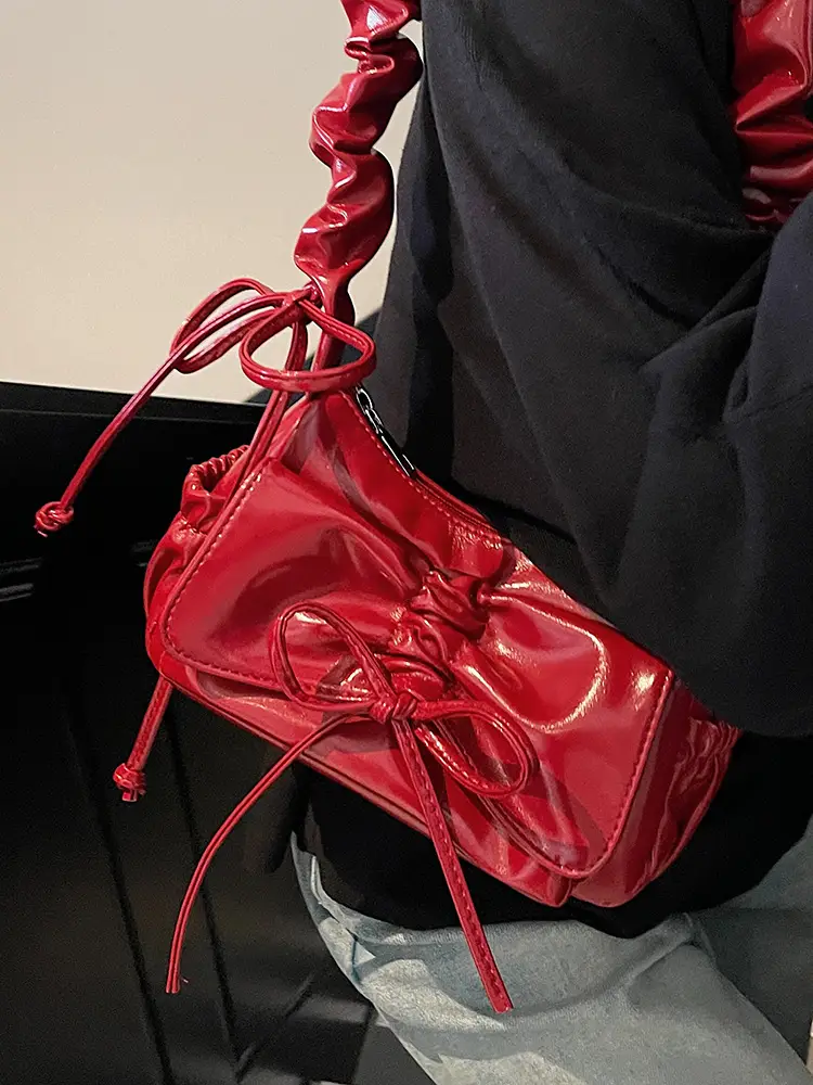 Silver Pleated Shoulder Crossbody Bag for Women - Image 9
