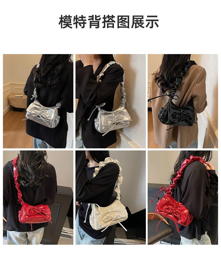 Silver Pleated Shoulder Crossbody Bag for Women — feature 11