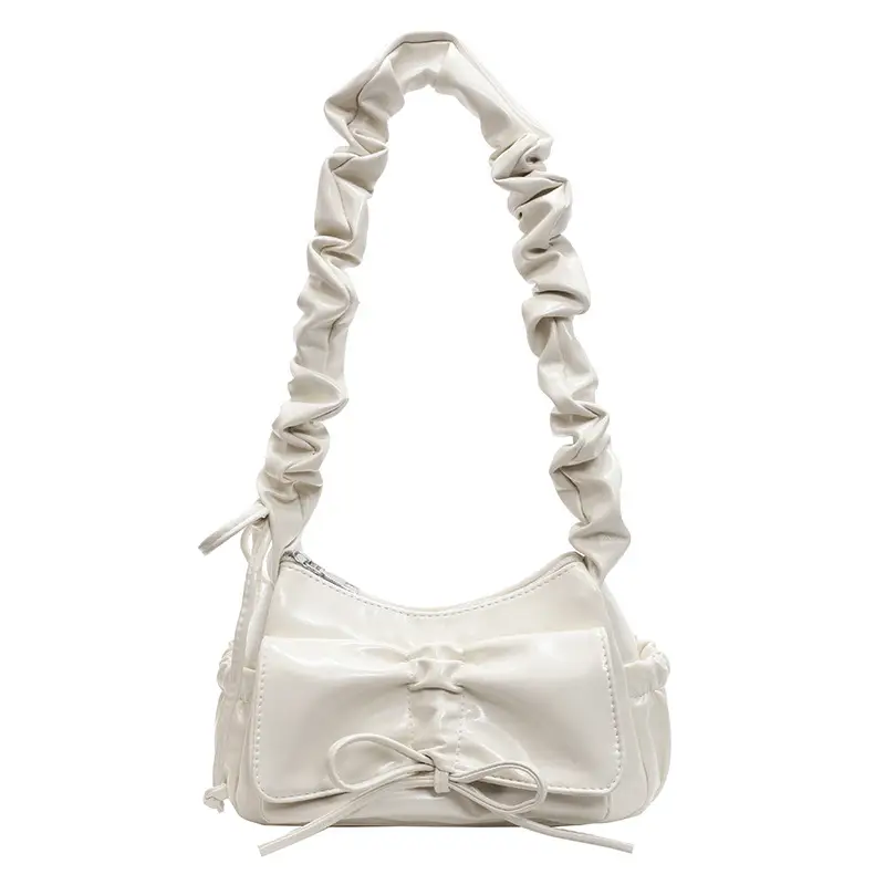 Silver Pleated Shoulder Crossbody Bag for Women - Image 3
