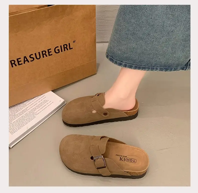 Platform Bocken Shoes Slip-on Baotou Half Slippers Women's Outer Wear 2025 New Spring and Autumn Height Increasing Lazy Bocken Shoes — feature 11