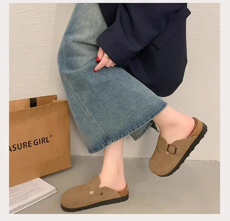 Platform Bocken Shoes Slip-on Baotou Half Slippers Women's Outer Wear 2025 New Spring and Autumn Height Increasing Lazy Bocken Shoes — feature 12