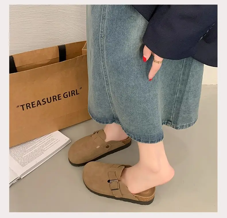 Platform Bocken Shoes Slip-on Baotou Half Slippers Women's Outer Wear 2025 New Spring and Autumn Height Increasing Lazy Bocken Shoes — feature 13