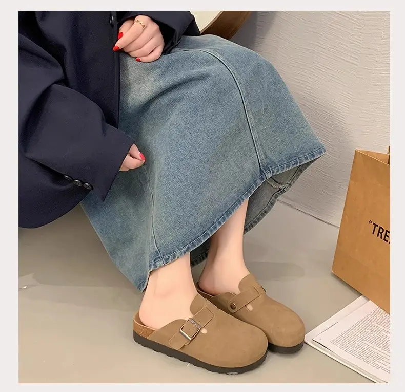 Platform Bocken Shoes Slip-on Baotou Half Slippers Women's Outer Wear 2025 New Spring and Autumn Height Increasing Lazy Bocken Shoes — feature 15