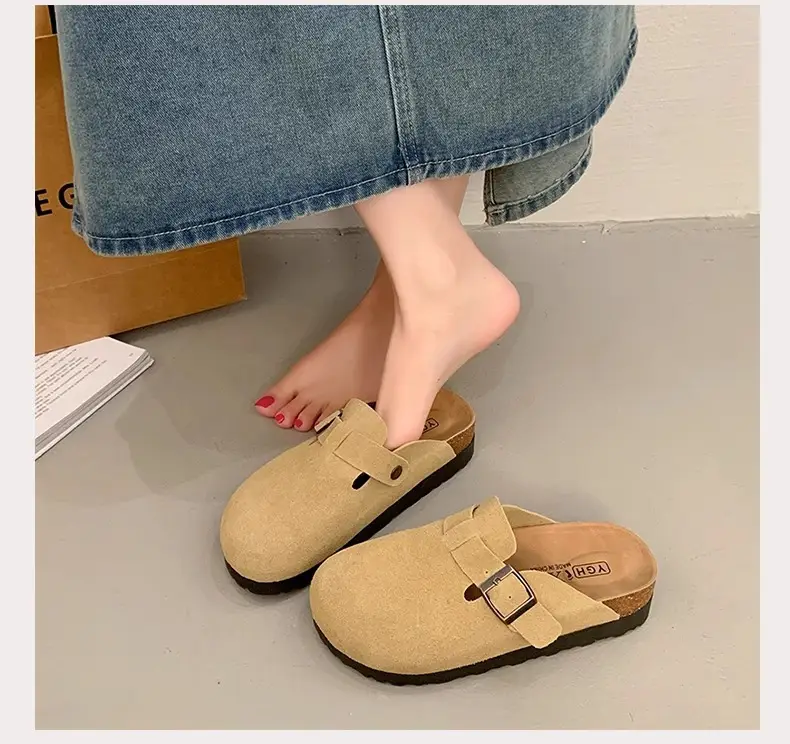 Platform Bocken Shoes Slip-on Baotou Half Slippers Women's Outer Wear 2025 New Spring and Autumn Height Increasing Lazy Bocken Shoes — feature 17