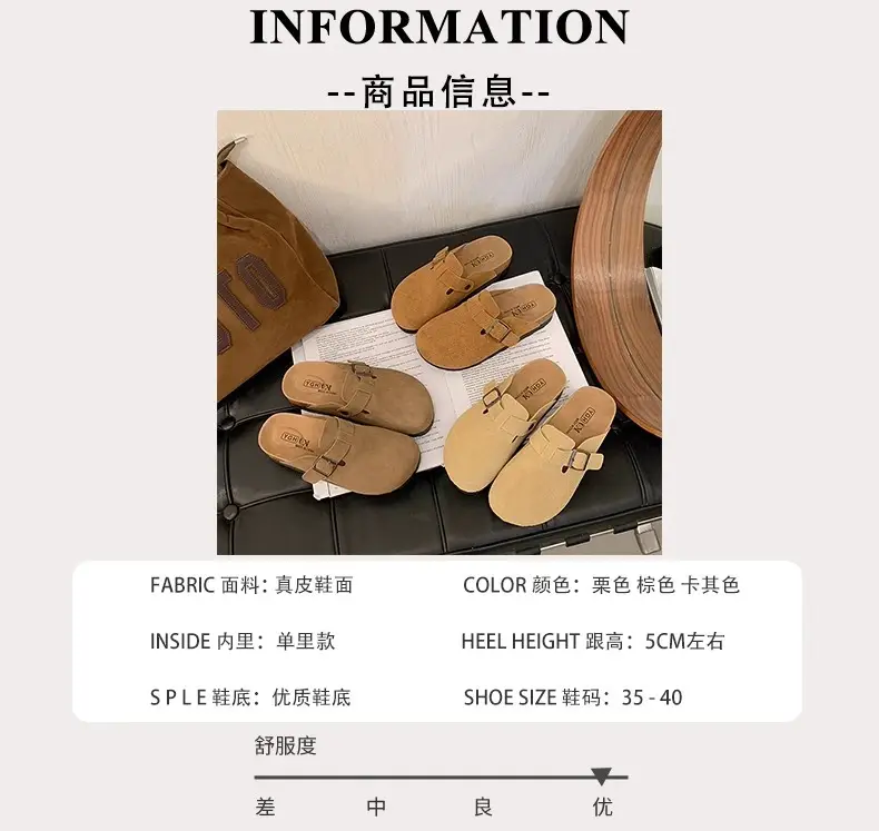 Platform Bocken Shoes Slip-on Baotou Half Slippers Women's Outer Wear 2025 New Spring and Autumn Height Increasing Lazy Bocken Shoes — feature 3