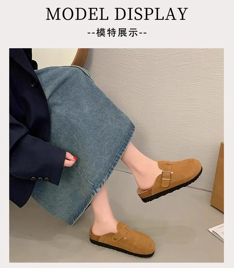 Platform Bocken Shoes Slip-on Baotou Half Slippers Women's Outer Wear 2025 New Spring and Autumn Height Increasing Lazy Bocken Shoes — feature 4
