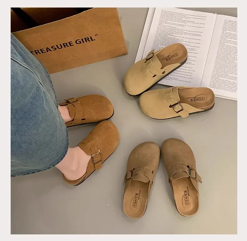 Platform Bocken Shoes Slip-on Baotou Half Slippers Women's Outer Wear 2025 New Spring and Autumn Height Increasing Lazy Bocken Shoes — feature 5