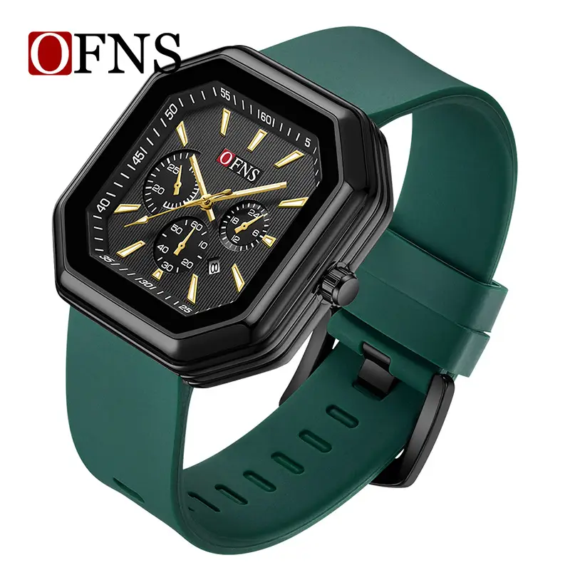 O'Fannie Black Octagonal Men's Watch with Calendar & Quartz - Image 8