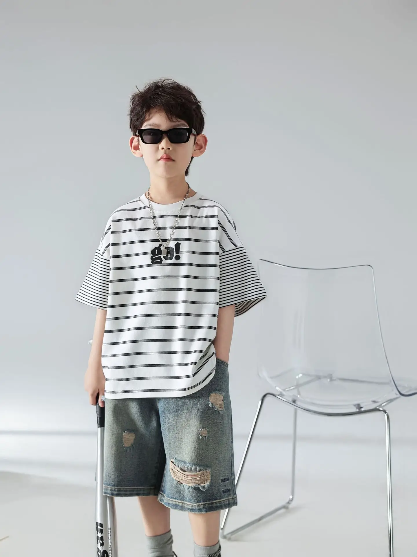 Boys Summer Striped T-Shirt Shorts Set 2025 — feature 16