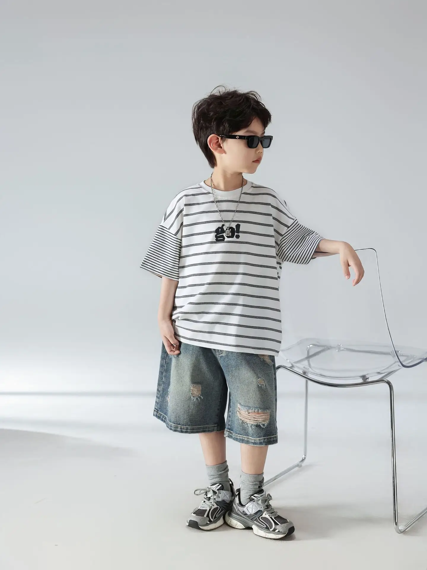 Boys Summer Striped T-Shirt Shorts Set 2025 — feature 17