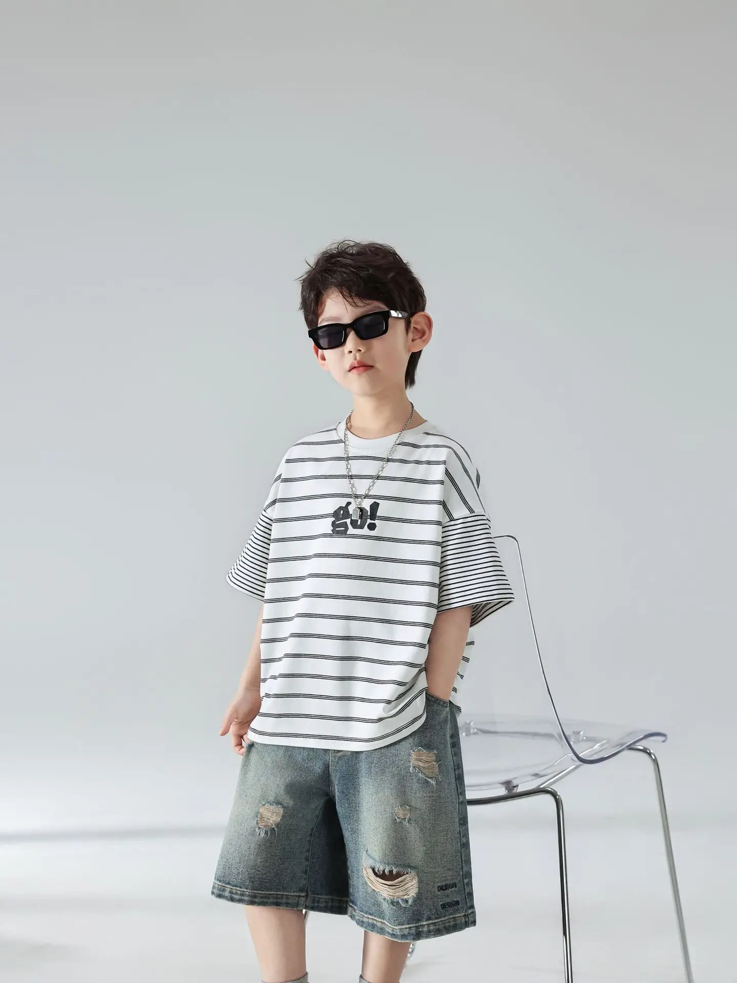 Boys Summer Striped T-Shirt Shorts Set 2025 — feature 20