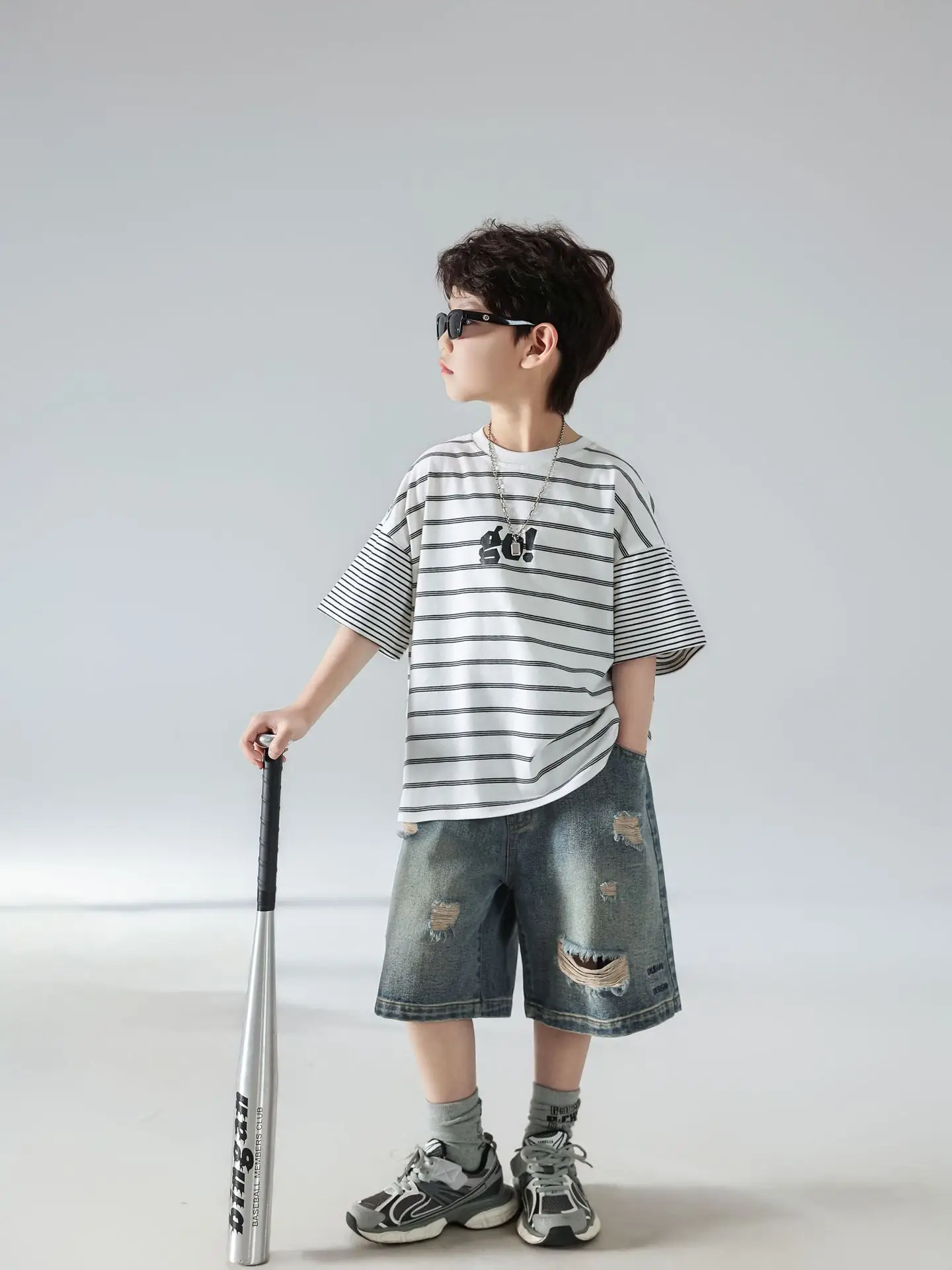 Boys Summer Striped T-Shirt Shorts Set 2025 — feature 22