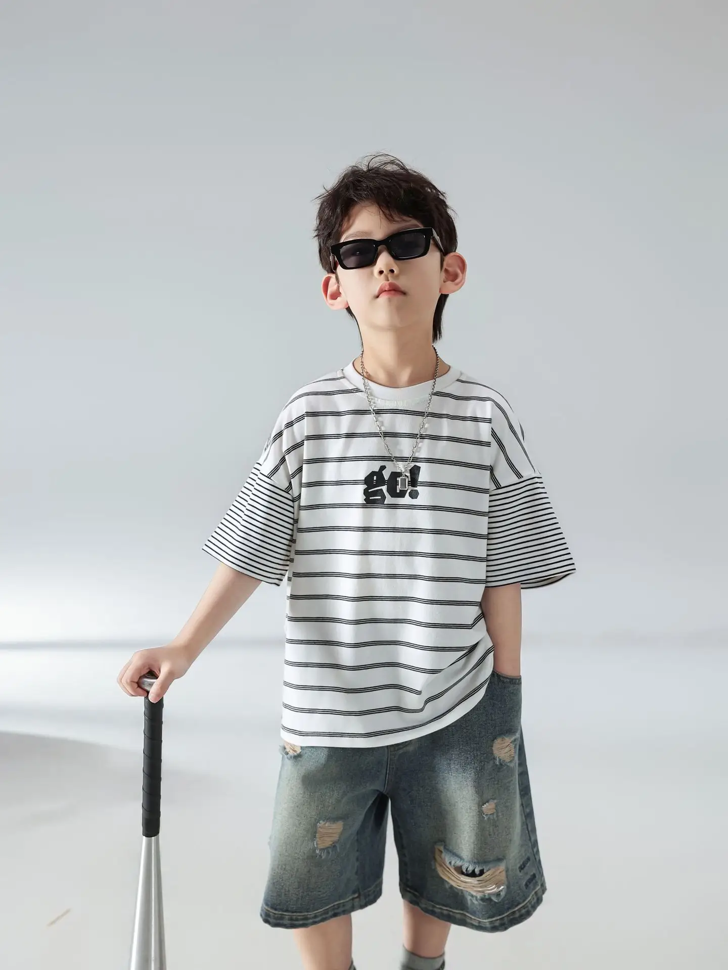 Boys Summer Striped T-Shirt Shorts Set 2025 — feature 23