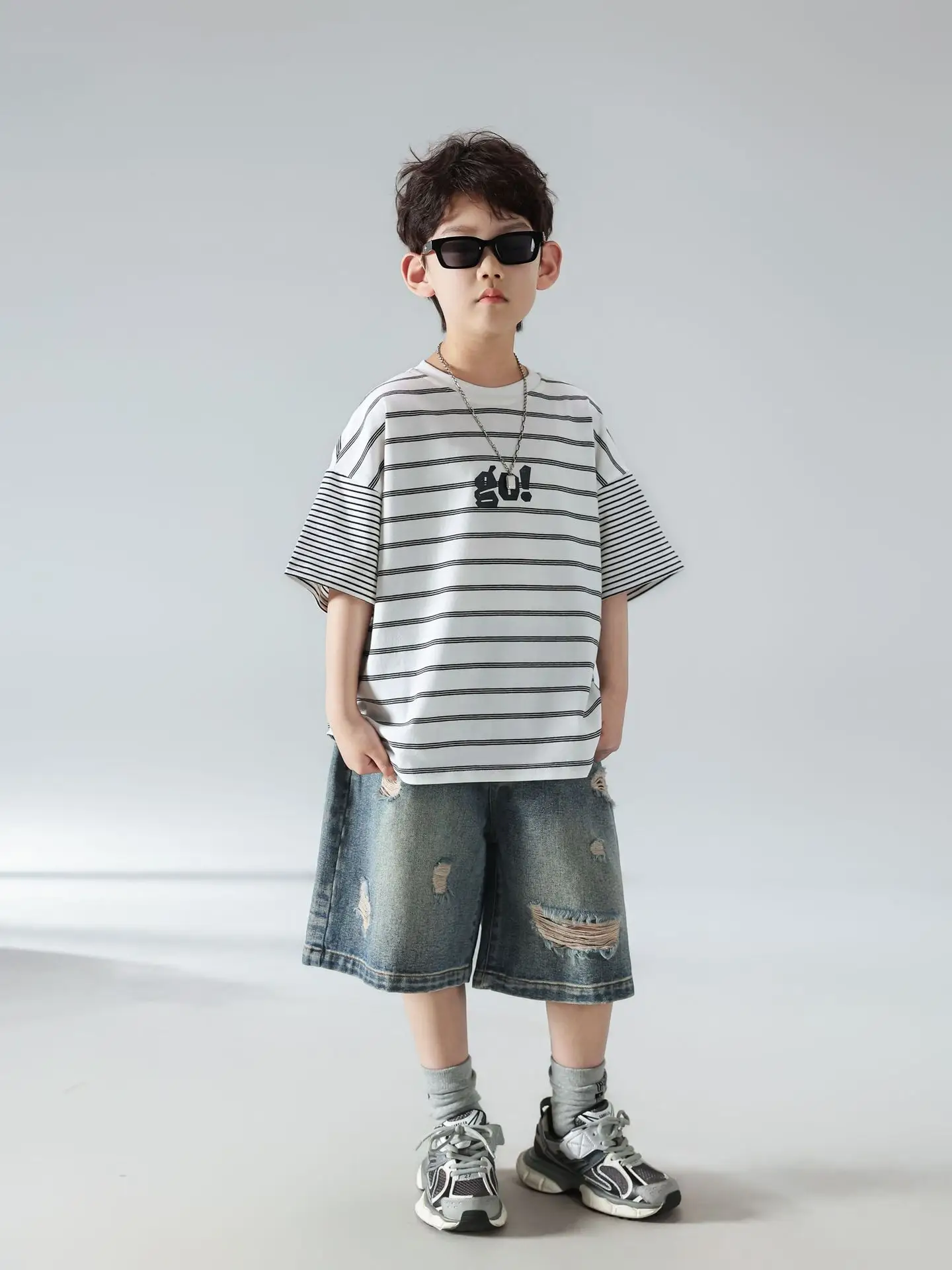 Boys Summer Striped T-Shirt Shorts Set 2025 — feature 25