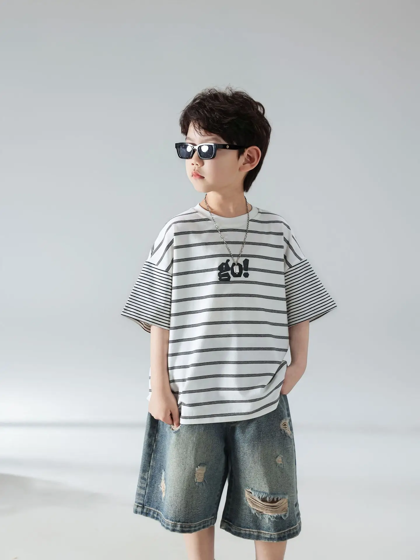 Boys Summer Striped T-Shirt Shorts Set 2025 — feature 26